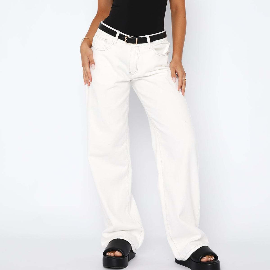 Women's High Waist Wide Leg Mopping Jeans