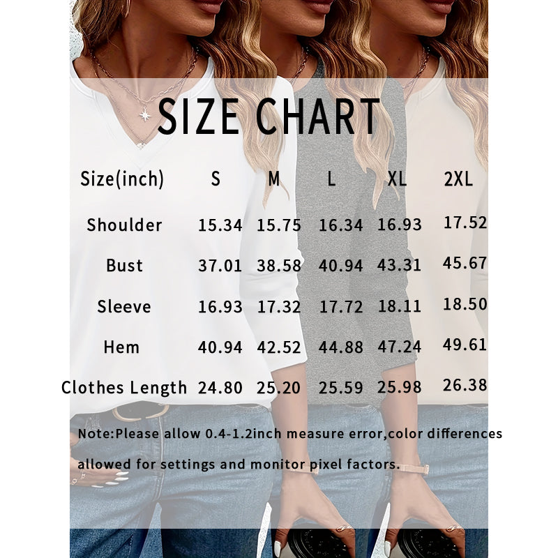 Womens 3-Pack V Neck Long Sleeve T Shirts Casual Loose Fit Fall Tops Trendy 2025