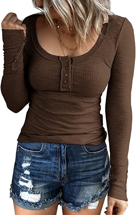 Women's Button Vest Color V-neck Long Sleeve Top