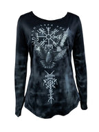 Vintage Tribal Bird Viking Ethnic Pattern Long Sleeve T-Shirt