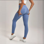 High Waist Slimming Hip Raise Tight Double Pocket Sports Casual Ankle Banded Pants