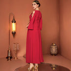 Red Designer Model Heavy Industry Hand Sewing Drill Off-the-shoulder Dress