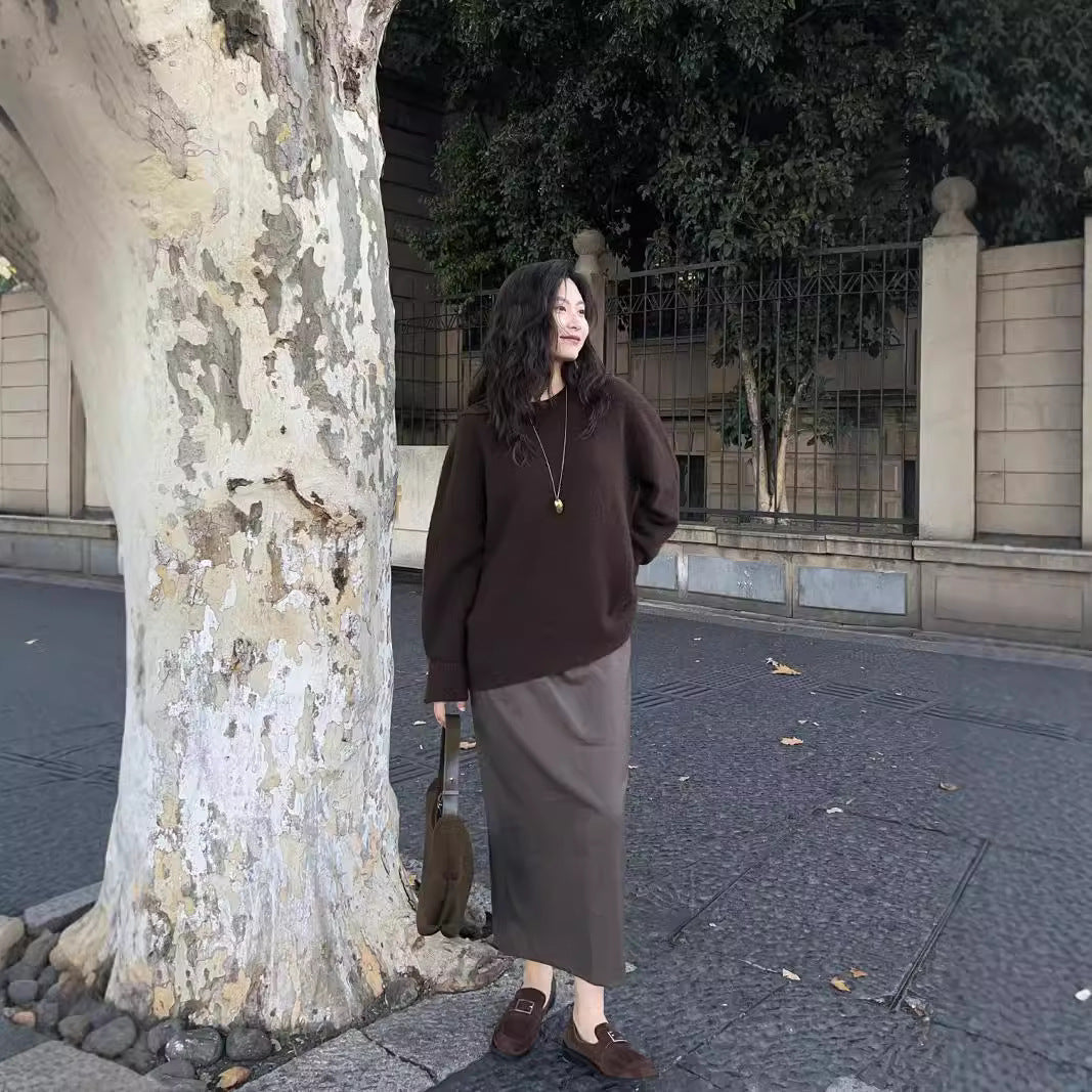 Pure Wool Soft Glutinous Thick Loose-fitting Pullover Base Sweater