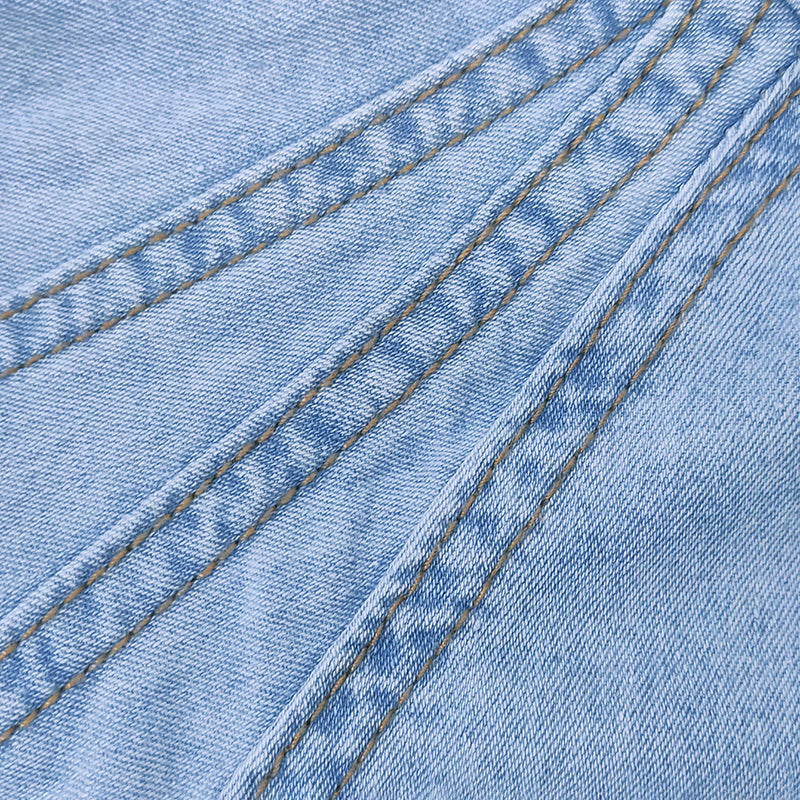 Women's Denim Puff Sleeve Top Solid Color Stand Collar Blouse With Bow Detail For Spring And Fall